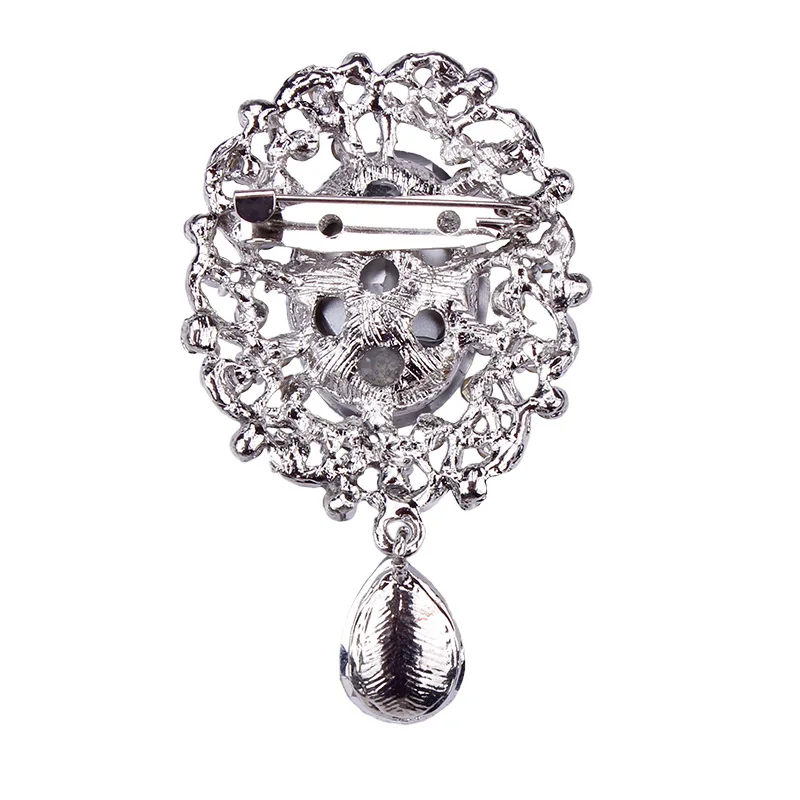 Серый Кристалл Диаманте Elizabeth Винтаж падение брошь булавки для женщин в серебряном цвете покрытием