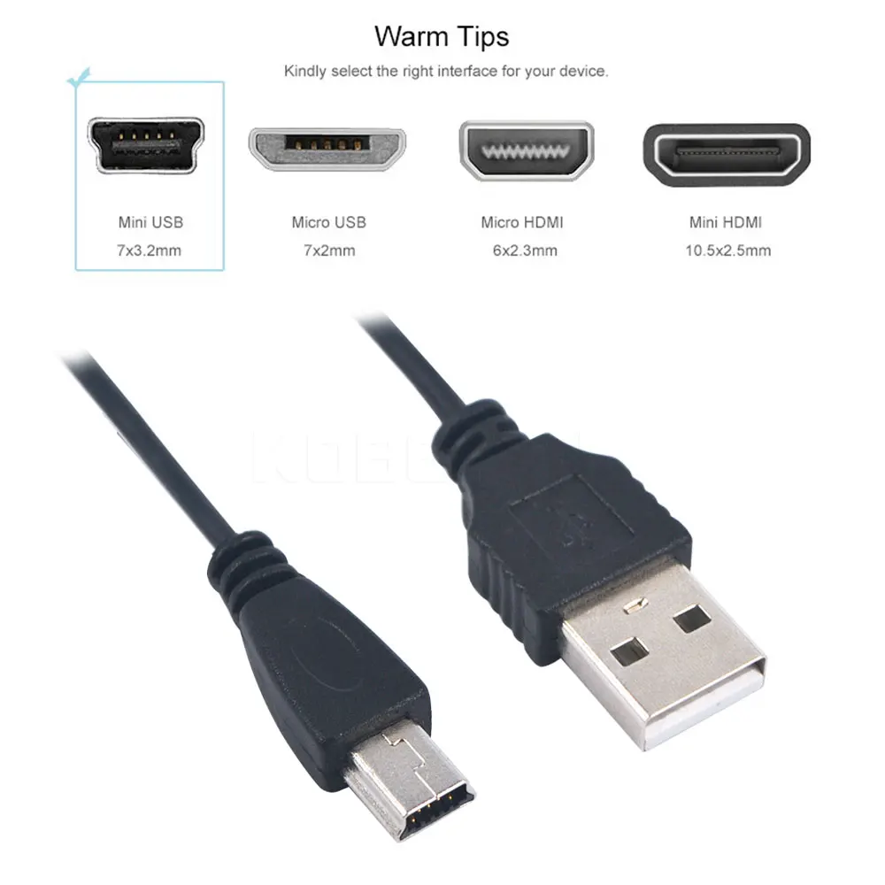 kebidu2017 HOT Mini USB 2.0 A Male to Mini 5 Pin B Charge