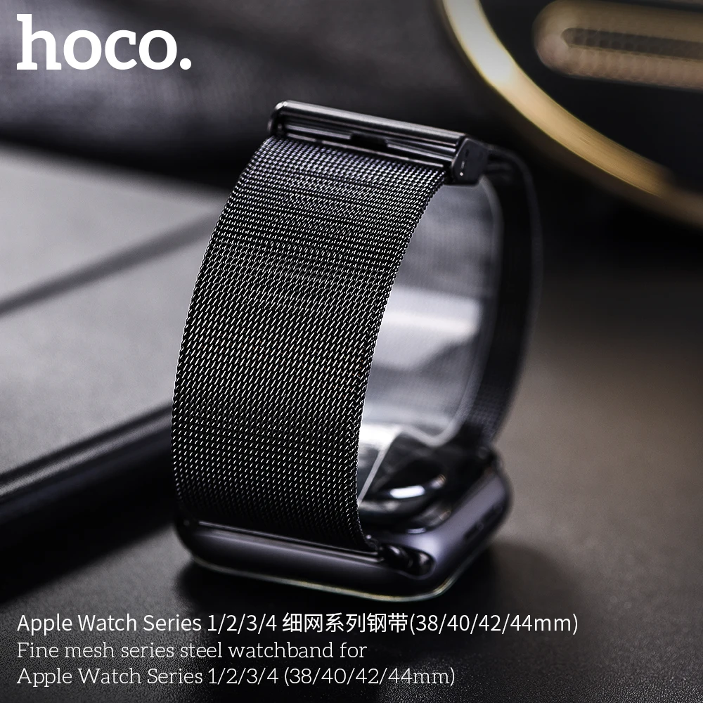 HOCO Нержавеющая Сталь Band для Apple Watch Series 5 4 3 2 1 iWatch 38 мм 44 мм 40 мм Милан Луп Двойная пряжка Женщины Мужчины Браслет