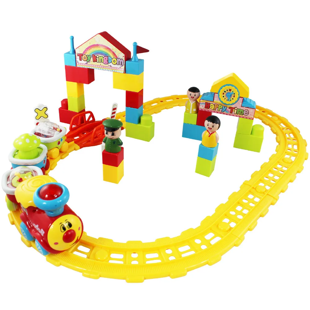 Музыкальный поезд стартовый набор треков и аксессуаров поезд автомобили для малышей классический Железнодорожный парк для детские
