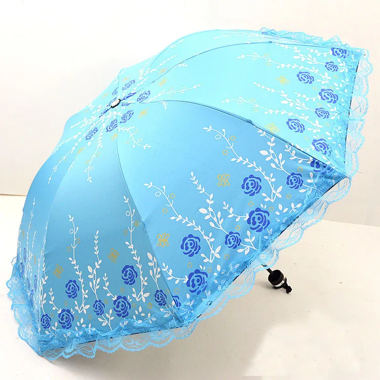 YADA Creative Sexy Flower Folding Umbrella Rainy Hanafuji Lace Umbrella For Women Men UV Windproof Umbrellas Parasol Gift YD187