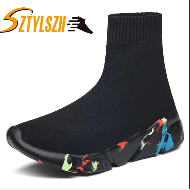 

SZTYLSZH Sneakers Women Men Knit Upper Breathable Sport Shoes Sock Boots Woman Chunky Shoes High Top Running Shoes For Men Women