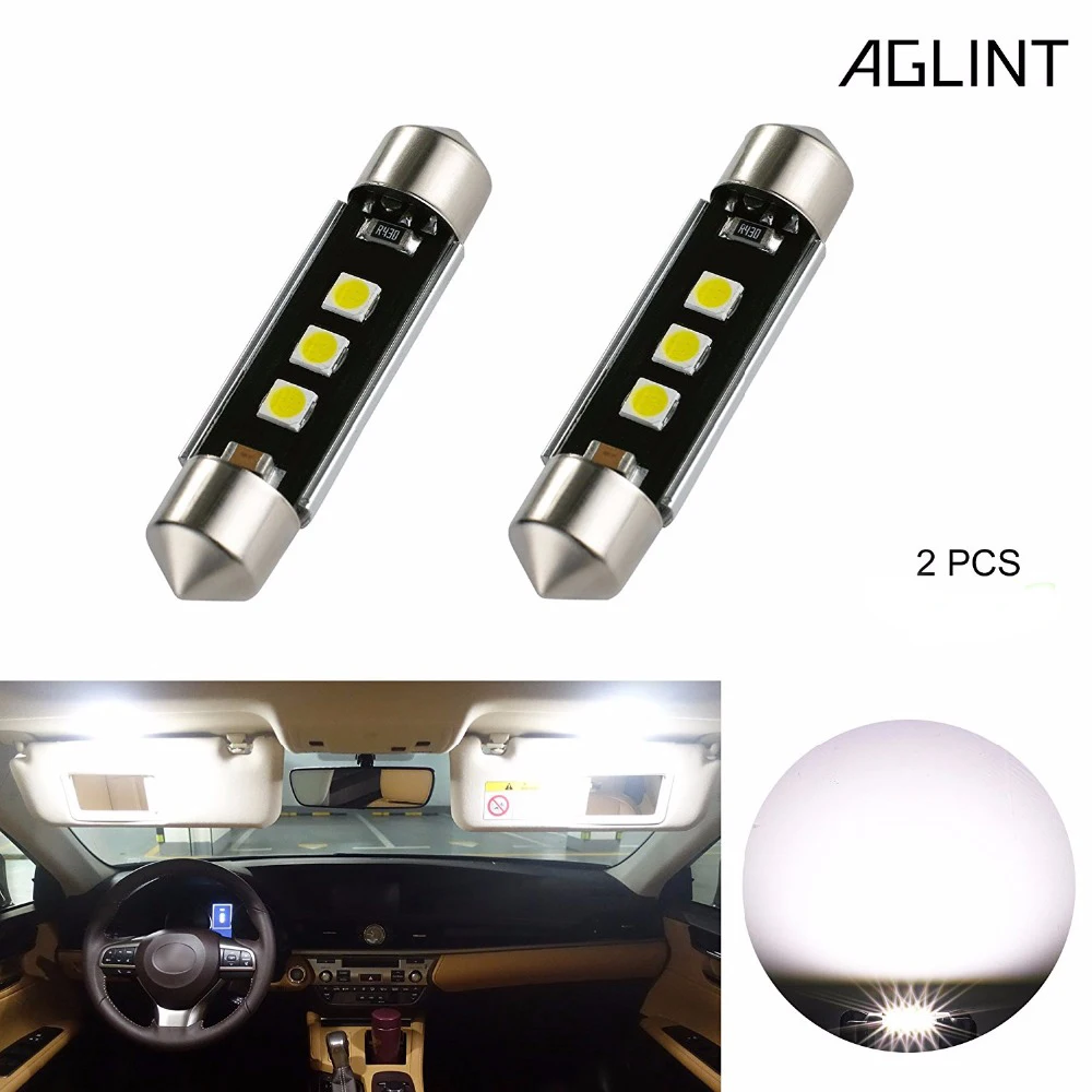 

AGLINT 2PCS Festoon 39mm C5W C10W LED CANBUS No Error LED Bulbs High Power 3030SMD 3Chips Interior Dome Lamp Reading Bulbs White