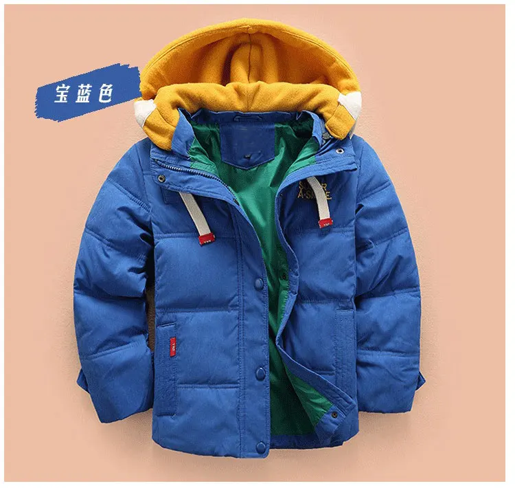 children Down& Parkas 6-15 T winter kids outerwear boys casual warm hooded jacket for boys solid boys warm coats