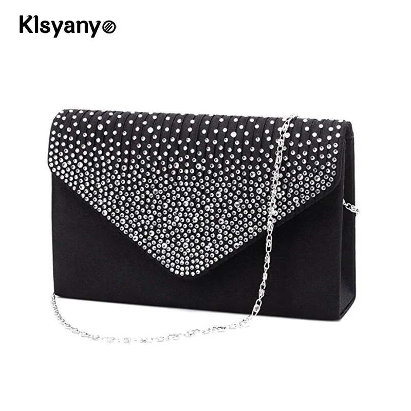 

Klsyanyo Women Rhinestone Evening Clutch Envelope Frosted Handbag Party Bridal Chain Purse Flap Pochette Soiree Bolsos Mujer