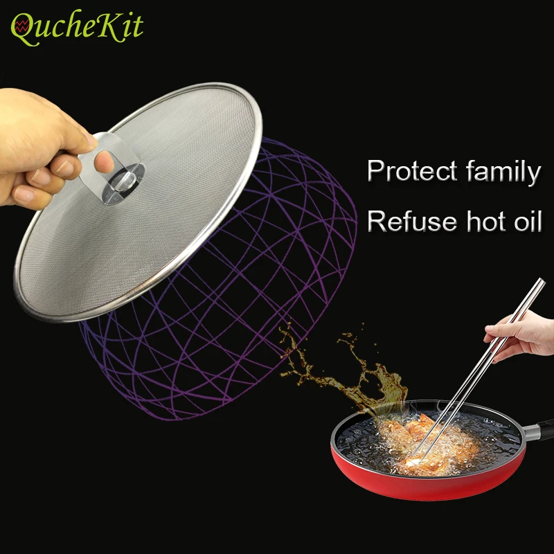 25/29/33cm Stainless Steel Cover With Foldable Handle Oil Proofing