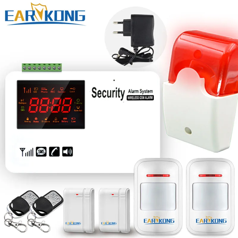 

Gsm alarm system security home Support SIM Card wireless 433MHz open door detector motion sensor doorbell smart house burglar