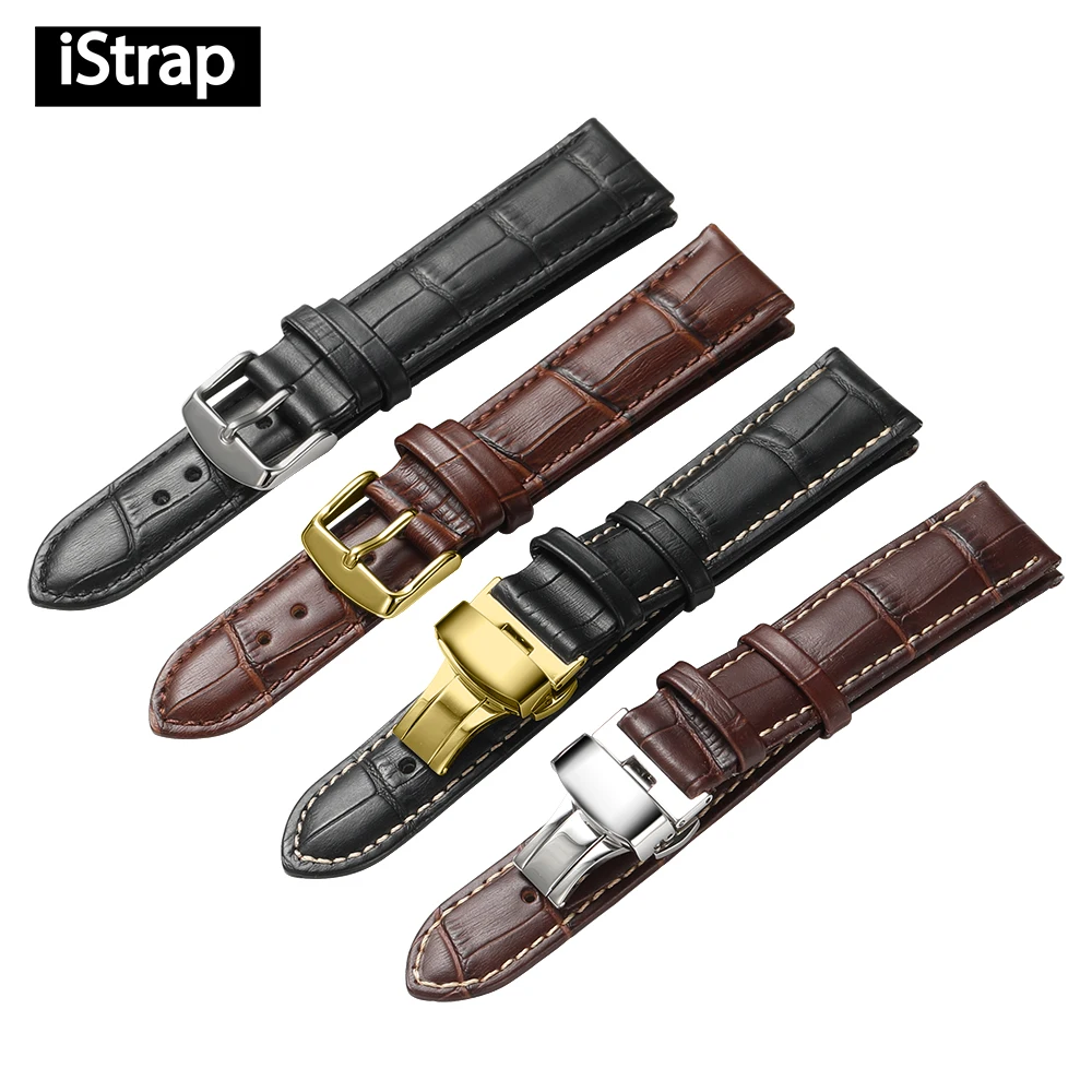 Ремешок для часов iStrap черный ремешок из натуральной кожи 18 мм 19 20 21 22 24
