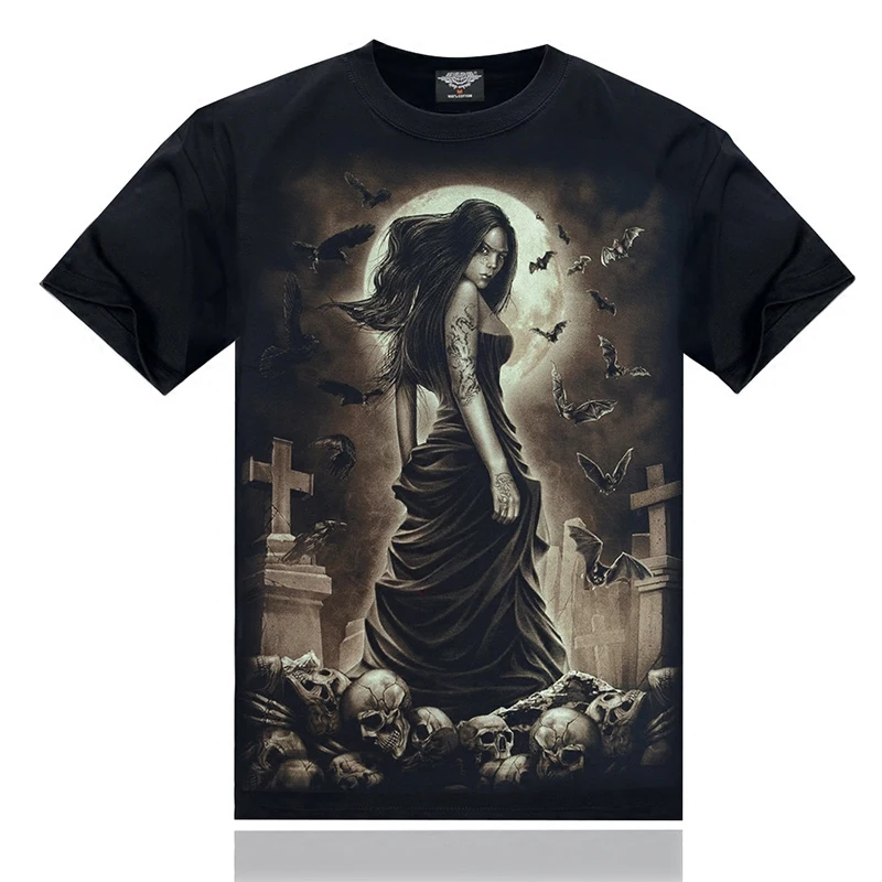 

LFF 2018 Men Fashion Brand Summer Beauty Skull Print Cotton T-shirt Male Casual Luminous Tee T Shirt Fat Clothing 100Kg 135KG