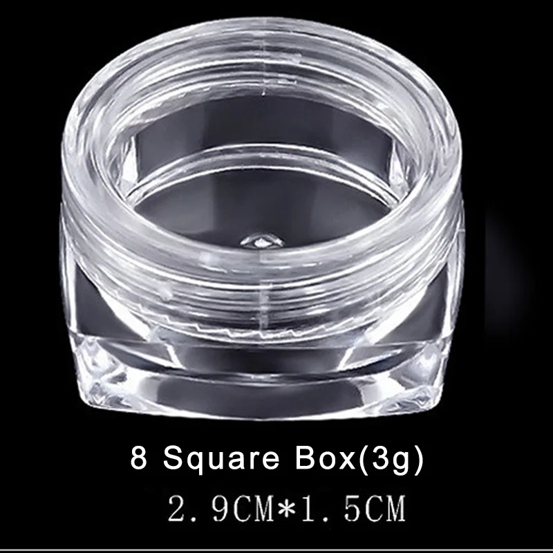 3 шт портативная пластиковая прозрачная Косметическая пустая банка, коробка для горшка, макияж, дизайн ногтей, косметический контейнер для хранения бусин, квадратная/круглая бутылка