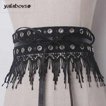 

Yalabovso 2017 Novelty black white color Belt Fashion Irregular PU Lace Patchwork sealing Belt for woman slim waist Y002 Z20