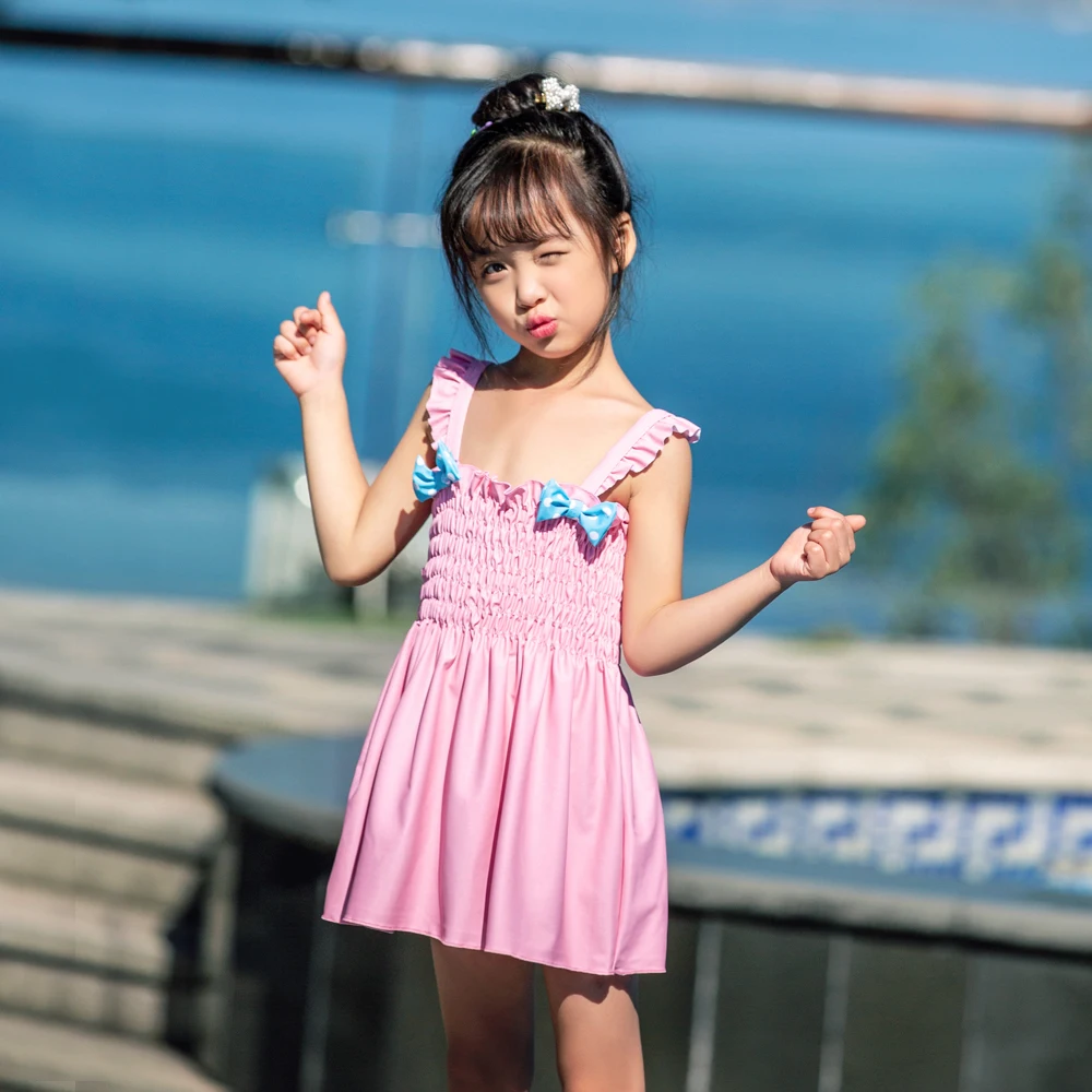 

AONIHUA Girls One Piece Swimwear Cute Kids Swimsuit Stripe Beach Swim Skirt Children Swimdress Baby Bathing Suit