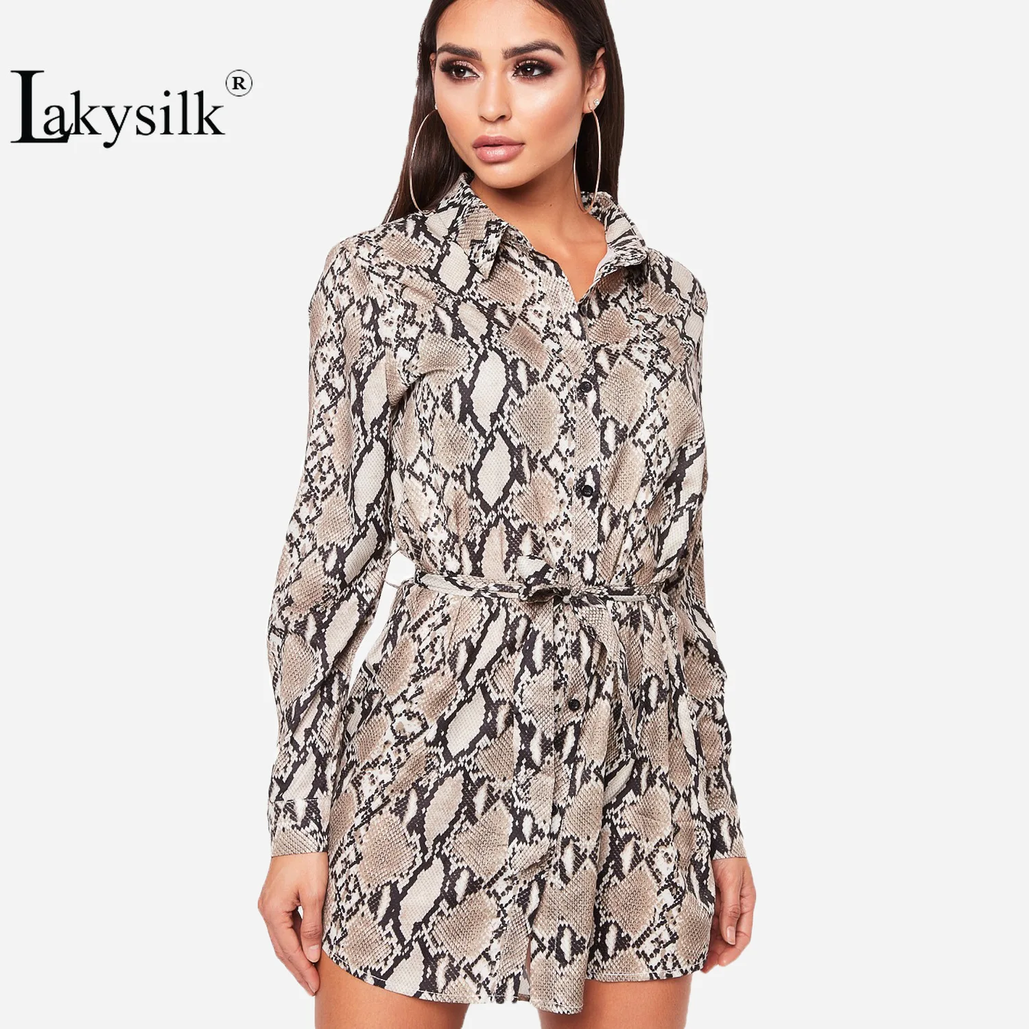 snake print shirt dress