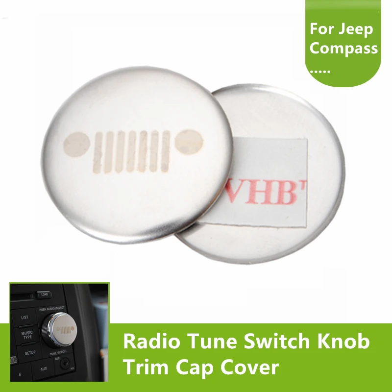 

2pcs Chrome Car Radio Tune Switch Knob Trim Cap Cover Interior Accessories For Jeep Compass Patriot Wrangler 2011-2017