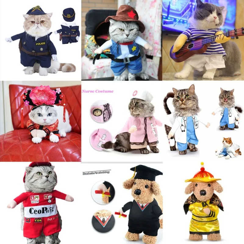 Funny Dog Cats Coats Costume Cowboy Cosplay Suit For Christmas Uniform Clothes Puppy Hat Suit Dressing Up Party Pet Colothes (3)