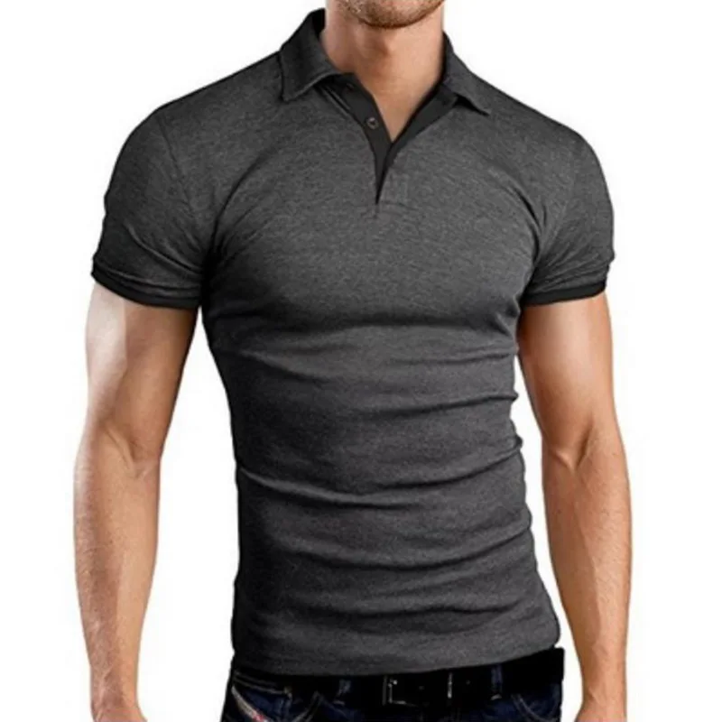 Новая Летняя мужская рубашка поло короткий рукав отложной воротник тонкие Топы Повседневная дышащая однотонный деловой рубашка
