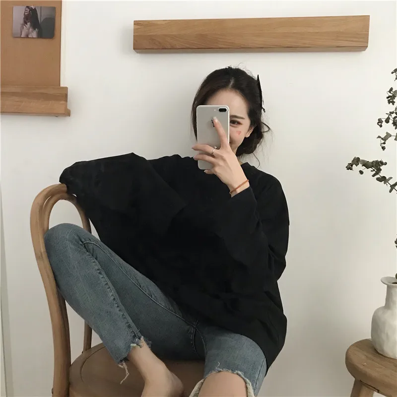 Футболка большого размера Pantalon в Корейском стиле Ulzzang футболка с длинными