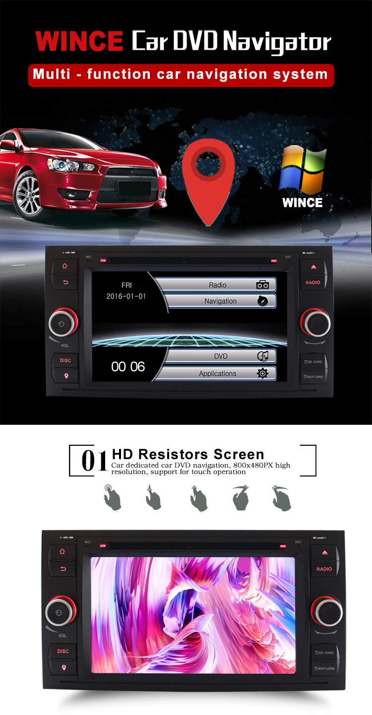 Sale LJDA 2 Din Car Radio For Ford Mondeo Focus Focus 2 Transit C-MAX S-MAX Fiesta GPS Navigation Multimedia DVD CD Player Stereo RDS 0