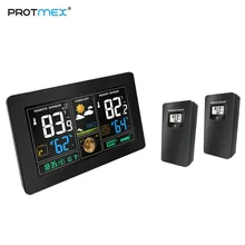 Protmex PT3378 Беспроводная метеостанция, метеостанция с оповещением/температурой/влажностью/барометром,(с 2 наружными датчиками