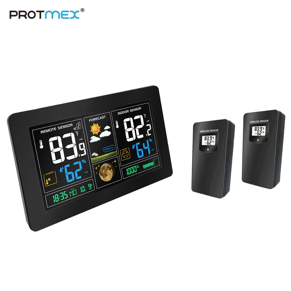 Temperature and Humidity with Outdoor Sensor Protmex PT3374 Multifunction Digital Weather