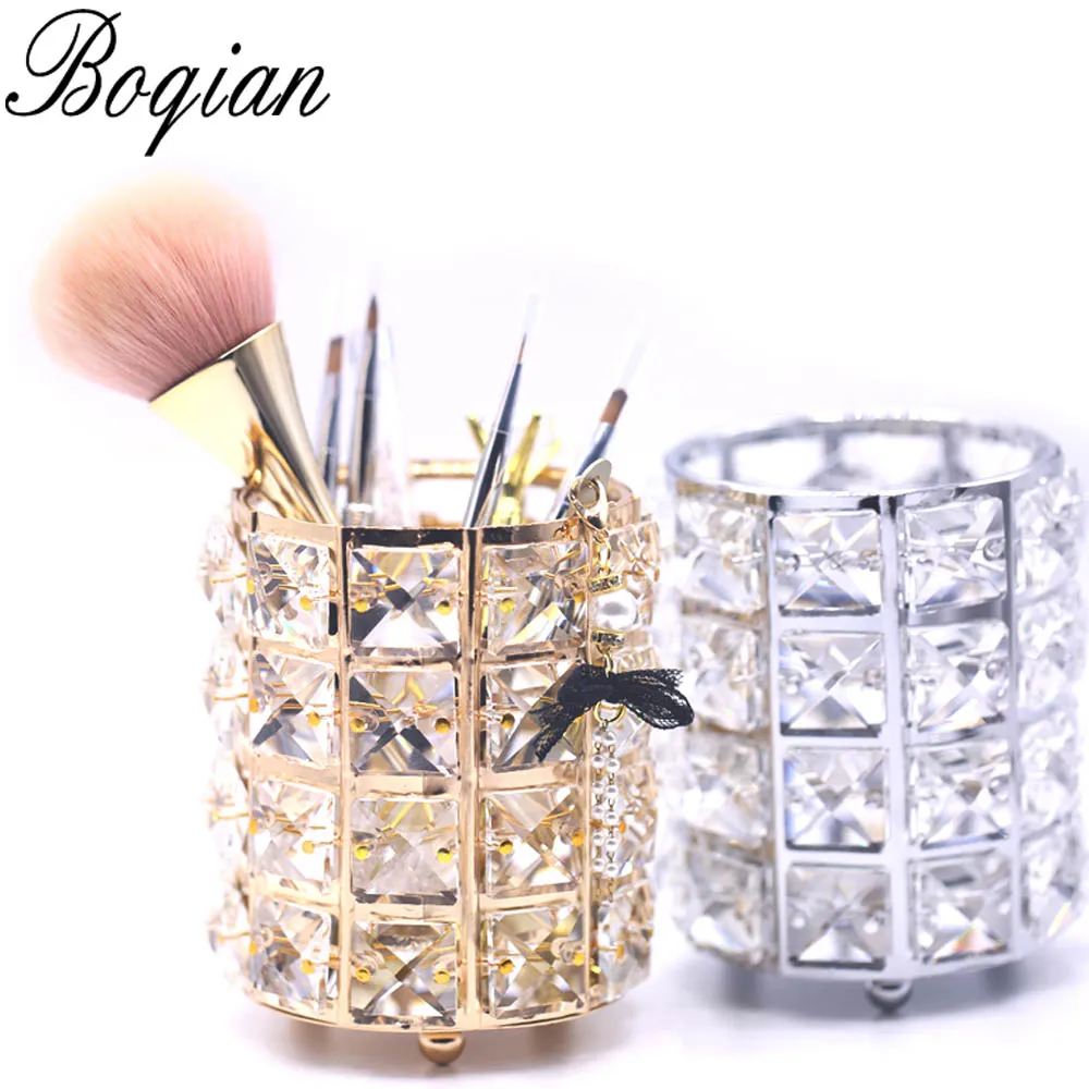  BQAN 1 Pc Diamond Nail Brush Holder Storage Case Bag Cosmetic Pen Organizer Shining Makeup Manicure