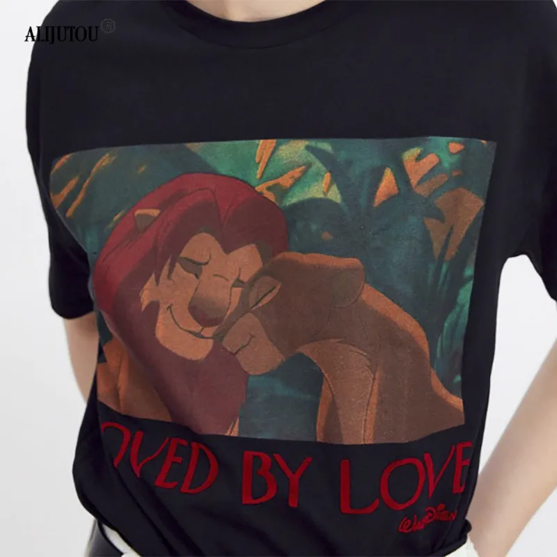 The Lion King Cartoon Print Short Sleeve T Shirt Women Zaraing Fashion Casual Black Crew Neck Tshirt Femme Graphic Tees Clothes The Lion King Cartoon Print Short Sleeve T Shirt Women Zaraing Fashion Casual Black Crew Neck Tshirt Femme Graphic Tees Clothes