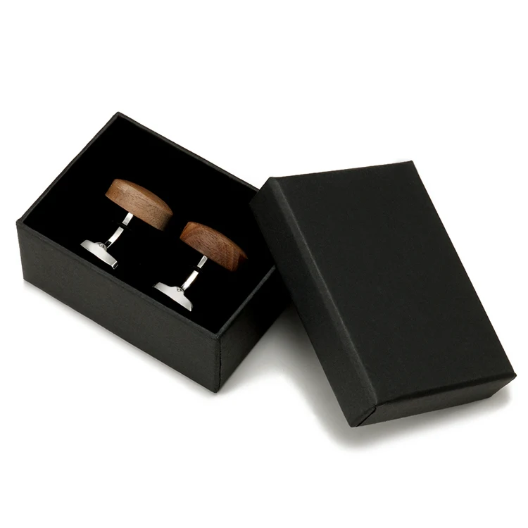 Недорогие роскошные запонки из орехового дерева для мужчин, высокое качество, лептон квадратные и эллипсовые ореховые запонки, мужские запонки - Окраска металла: With Box