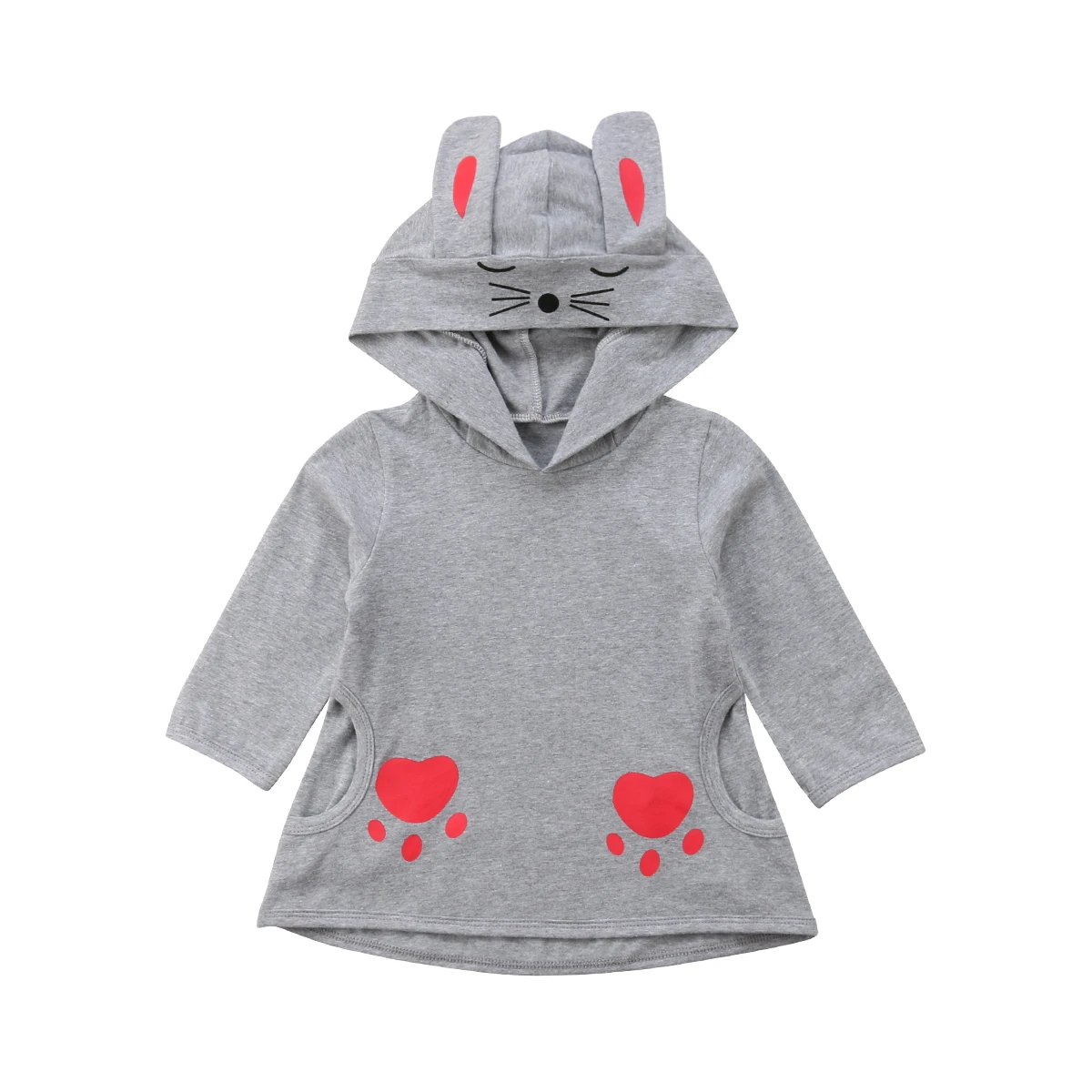 

Toddler Kids Baby Girl Clothing Cute Animal Print Dress Hooded Mini Sleeves Tops Outfits Warm Autumn Dresses Clothes Girl 18M-4T