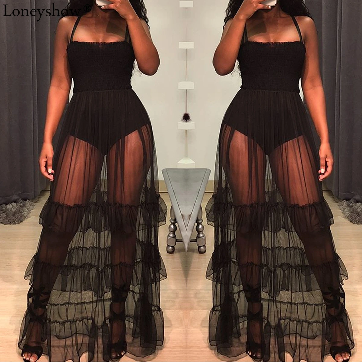 mesh top under slip dress