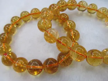 

Handmade yellow Citrine crystal bracelet round ball yellow jewelry bead 16mm citrine beads