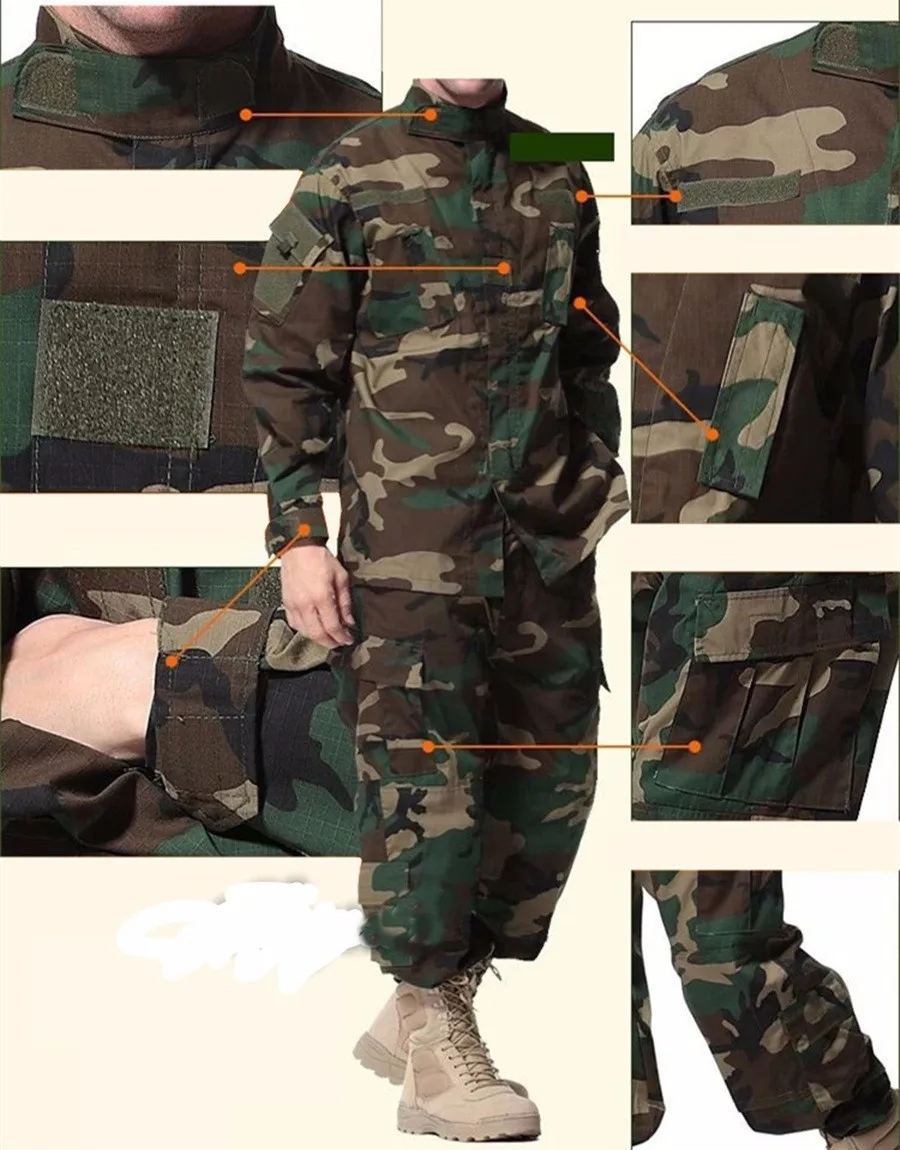 Тактическая рубашка+ штаны страйкбольная форма ACU цифровой Камуфляжный костюм БОЕВОЙ ОХОТНИЧИЙ комплект одежды для обучения немецкая камуфляжная форма США