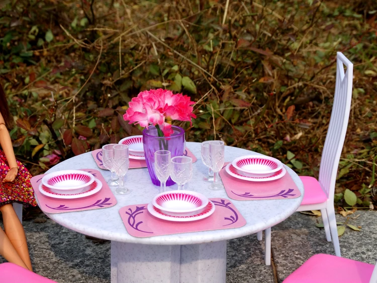 New style play set for barbie furniture living room tables and chairs dollhouse Puzzle toys