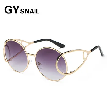 

GYSNAIL Vintage Round Big Oversized lens Mirror Brand Designer Pink Sunglasses Lady Cool Retro UV400 Women Sun Glasses Female