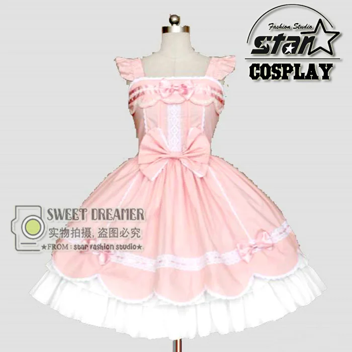 Love Live Pink Girls Dress Japanese Cosplay Costume Cute Lolita Maid