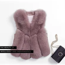 Натуральный мех лисы натуральный весь жилет из лисьего меха для женщин стандартного среднего размера Крытая Кнопка дизайн куртки пальто