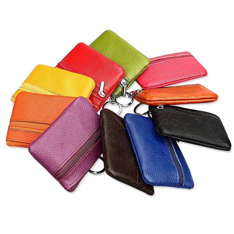 

YOTEYIANO Coin Purses Genuine Leather female Purse Mini Zipper Pouch Candy Colors Wallets Cowhide Key Holder For Womens