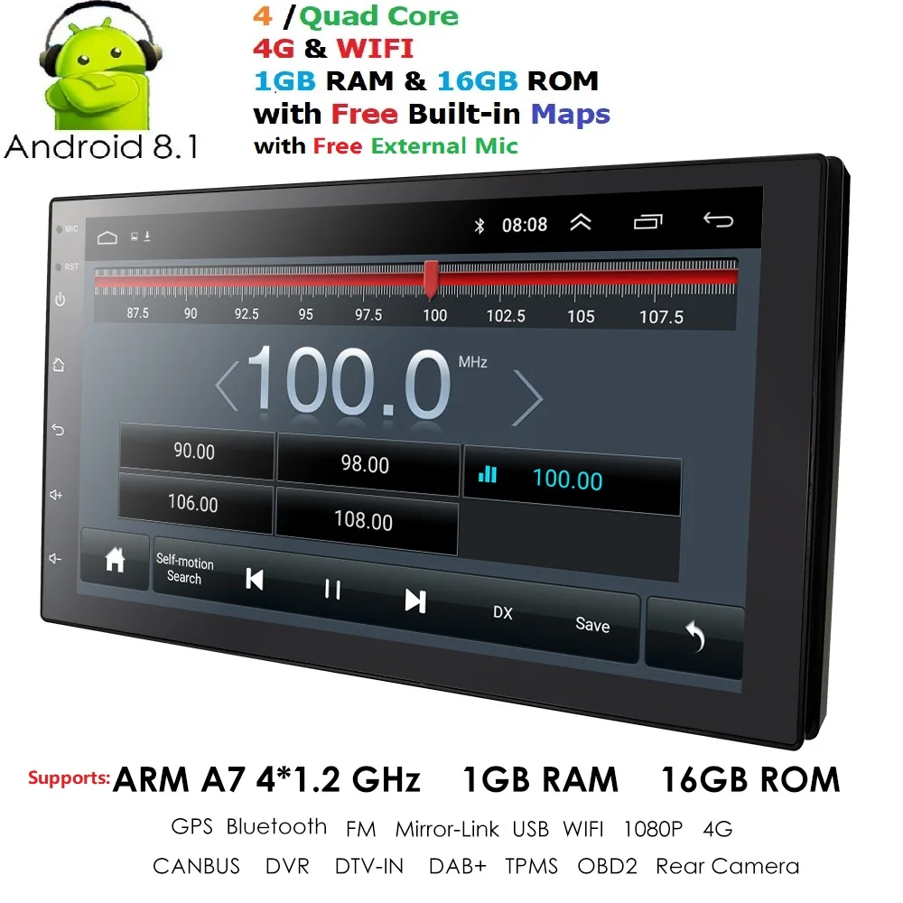 

2 Din Car Radio Android Universal GPS Navigation Bluetooth Touch Screen Wifi Car Audio Stereo FM USB Car Multimedia MP5 mic dab+