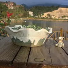 1PC Tuba ceramic Originality lace balcony Hydroponics Succulent plants in pots
