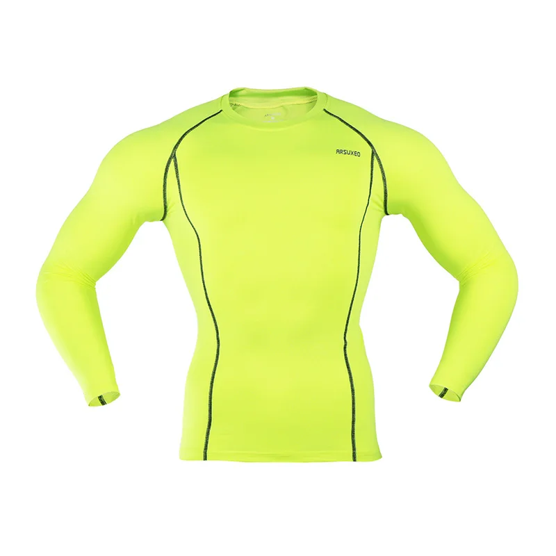 ARSUXEO мужские компрессионные колготки базовый слой для бега с длинным рукавом футболки для тренировок футболка одежда C19