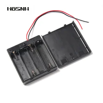 

1PCS ON/OFF Switch Plastic Cover 4x 1.5V AA Batteries Case Box Holder With Wires Leads Battery AA Pack For AA Battery