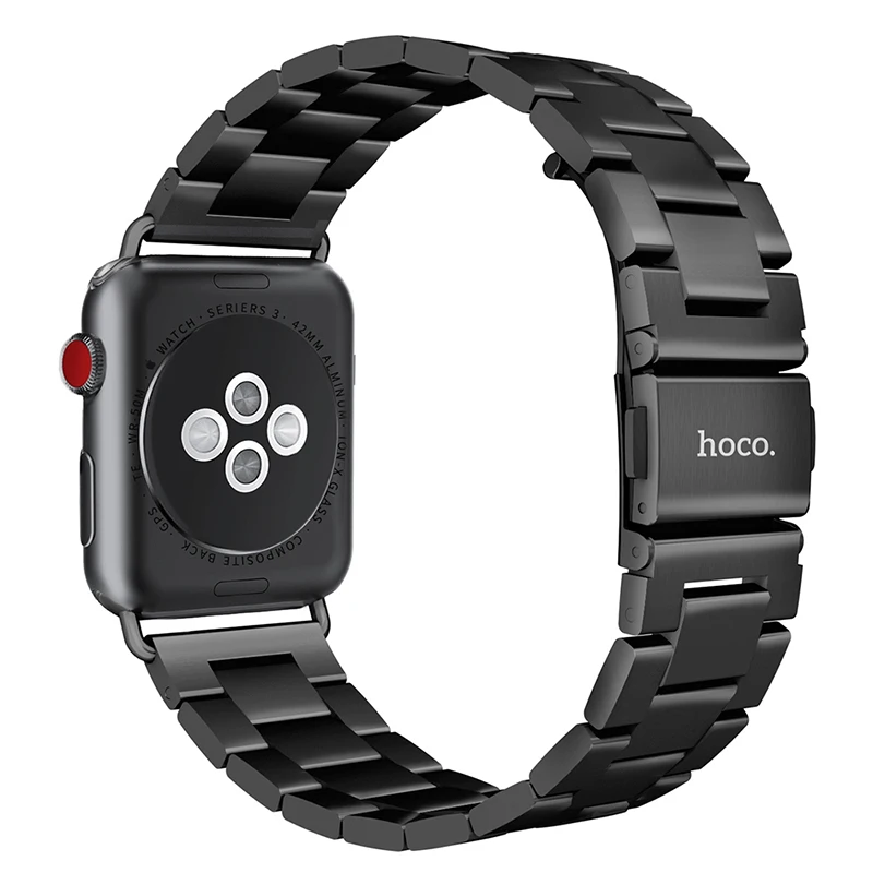 Original HOCO Stainless Steel Band for Apple Watch Band Series 5 4 3 2 1 Metal Replacement Strap for iWatch 40mm 44mm 38mm 42mm - Цвет ремешка: Черный