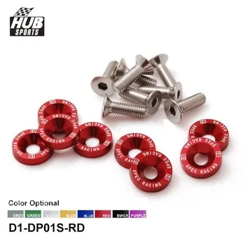 Hubsports - D1 Spec 8 Pcs M6 x 20 Headlights Bumpers Fender Washers Kit Bolt Screw Engine Red Color Fit For HONDA D1-DP01S-RD