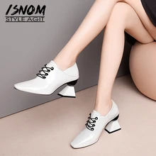 ISNOM Patent Leather Women Pumps Square Toe Cross Tied Shoes Unusual High Heels Strange Ladies Fashion Mules Shoes Woman 2020 ISNOM Patent Leather Women Pumps Square Toe Cross Tied Shoes Unusual High Heels Strange Ladies Fashion Mules Shoes Woman 2020