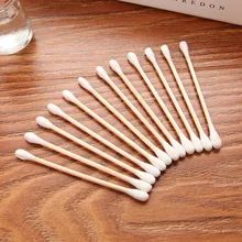 100 шт./упак., ватные палочки белого цвета с двойной головкой, ватные палочки для макияжа, чистка ушей, инструменты для здоровья