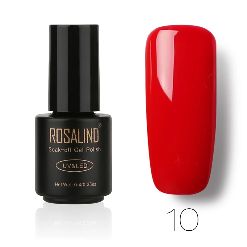 Бренд Rosalind, Гель-лак для ногтей, косметика, 1 шт., украшение для дизайна ногтей, высокое качество, винно-красный, розовый, 7 мл, замачиваемый, УФ светодиодный Гель-лак - Цвет: 10