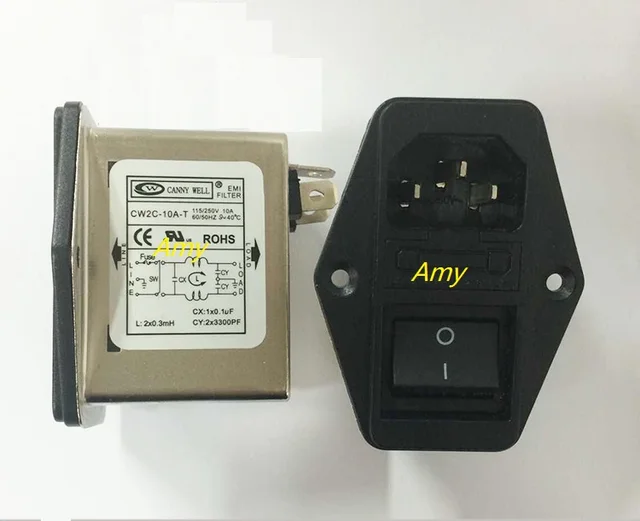 Filtro EMI RFI AC 250V 10A CW2C-10A-T - Antidisturbo Per Impianti Elettrici