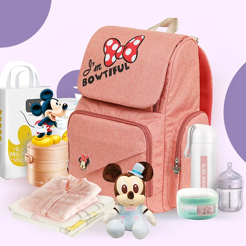 Disney Bottle Feeding Insulation Mummy Bag Oxford Cloth Diaper Storage Bag Backpack Fashion Waterproof Large Capacity Diaper Bag