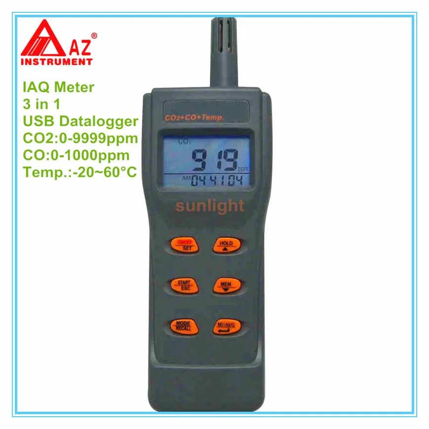 

Handheld CO2 CO and Temperature 3 in 1 Meter with USB Datalogger and Software