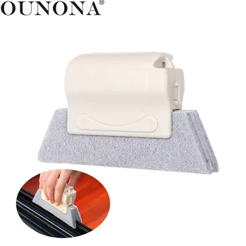 

OUNONA Multipurpose Household Window Grooves Cleaning Brush Handheld Gap Brushes Wipe Door Window Groove Dead Angle Brush (Blue)