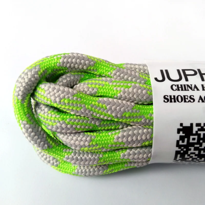 JUP 1-50 Pairs Gray Fluorescent Green Round Sport Shoe Laces Non-slip Outdoor Hiking Sneaker Shoelace Skate Bootlace String Rope